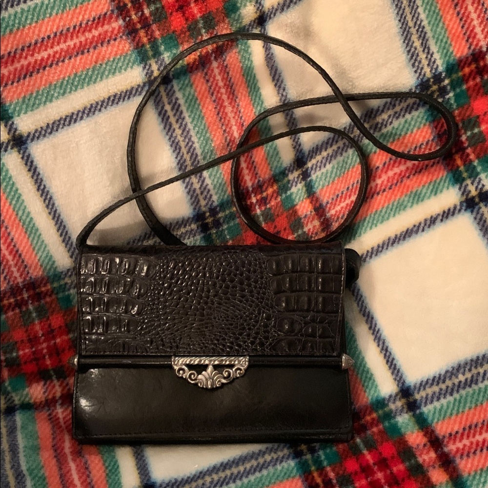 Brighton black croc embossed leather crossbody organizer bag
Excellent condition